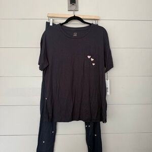 Jasmine + Ginger Women’s Medium Gray Heart Pajama Set 2 Pc New